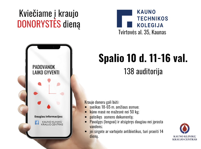 Kviečiame į kraujo donorystės dieną