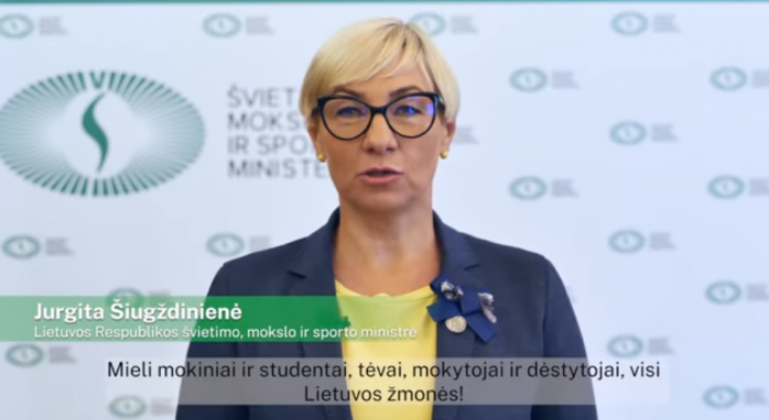 Švietimo, mokslo ir sporto ministrės Jurgitos Šiugždinienės sveikinimas Rugsėjo 1-osios proga!