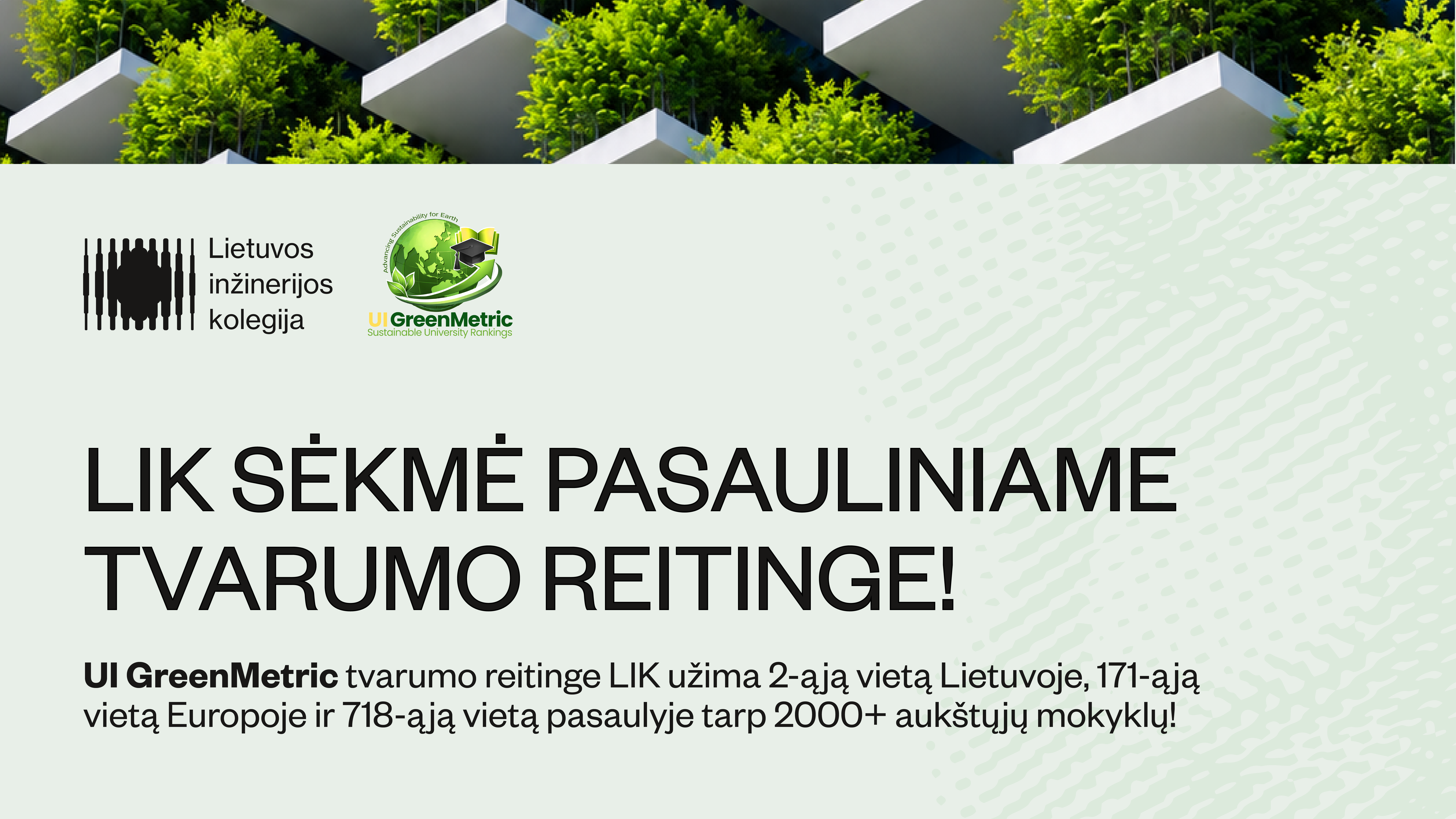 Lietuvos inžinerijos kolegija – tarp pasaulio tvarumo lyderių